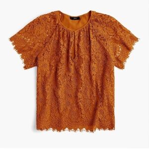 J. Crew Black Label Copper Lace Keyhole Top - Women's Small